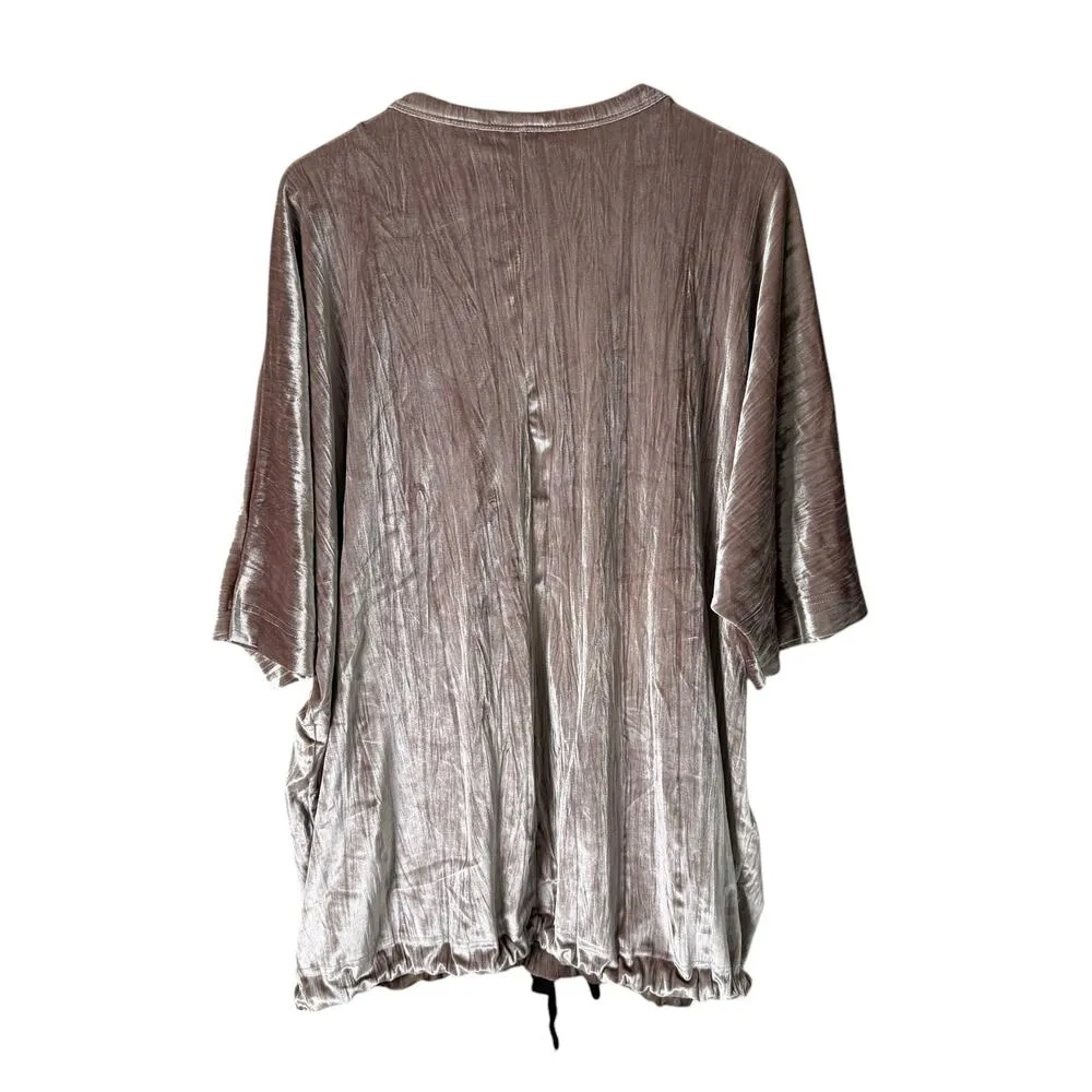 Zara Oversized Rose Gold‎ Velvet Mini Dress Short Dolman Sleeves Hem Drawcord, M - Image 10