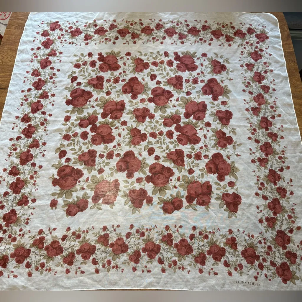 Laura Ashley Floral Square Polyester Scarf Cottagecore Vintage Made In Italy - Image 2