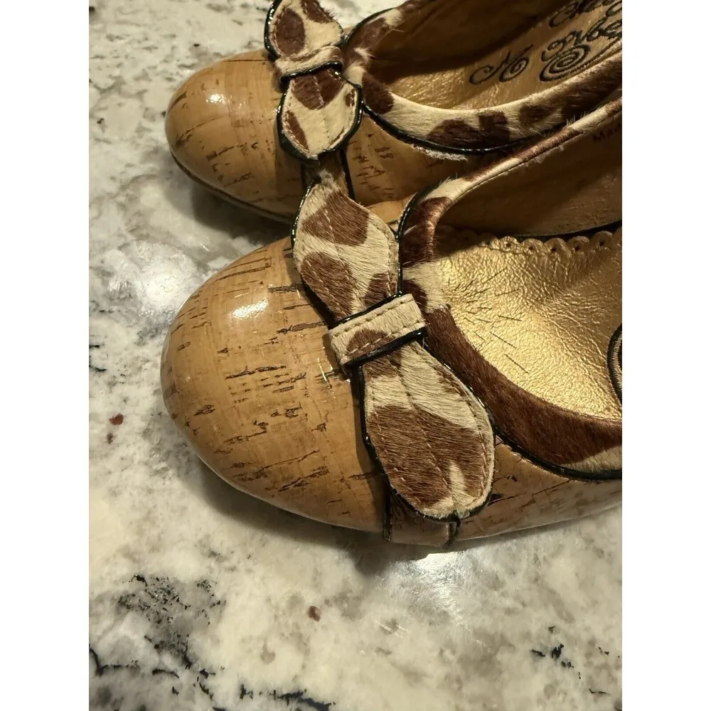 Naughty Monkey Heels Womens 8 Cork Cheetah Print Fuzzy Pointed Toe - Image 3