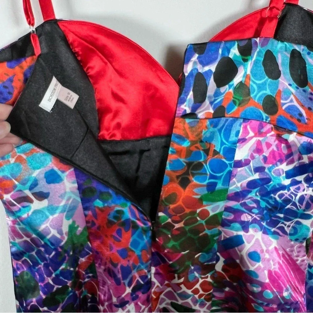 Boston Proper Womens Sheath Dress Vibrant Color Pattern Strappy Sweetheart Sz 10 - Image 10