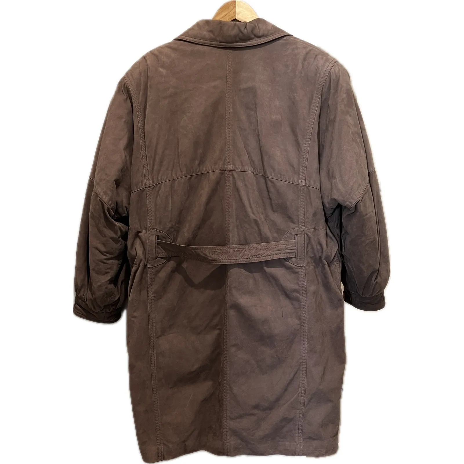 BALLY Women's Brown Suede Leather Belted Coat Sz 10 Vintage Western Cowgirl - Image 5