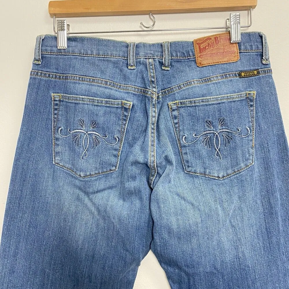 LUCKY BRAND Fluer Easy Rider Denim Women Sailor Jeans Sz 8/29 Mid Rise Whiskers - Image 10