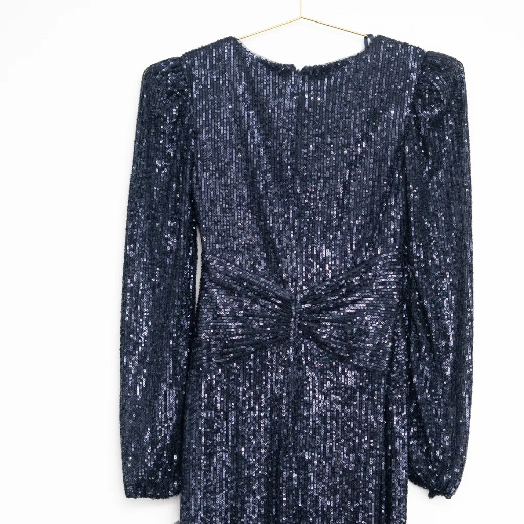 Aqua Formal - Navy Sequin Twist-Front Gown - Image 3