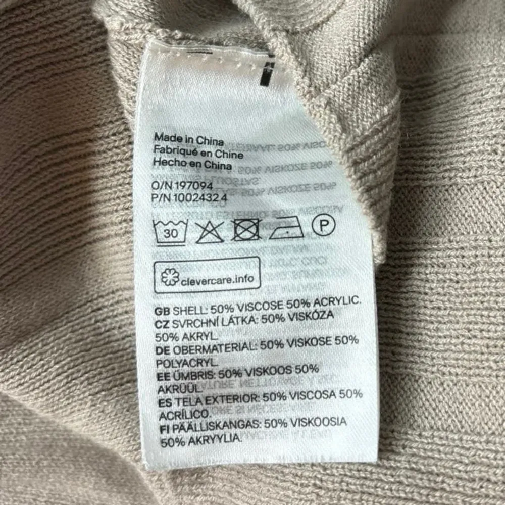 H&M Beige Ribbed Knit Short Sleeve Stretch Collared Polo Mini Dress Size XS - Image 6