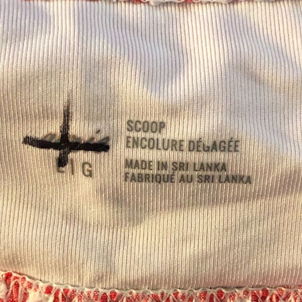 Aerie Seersucker Wrap Scoop Ruffle Bikini Top Gingham Plaid Stripe Red White L - Image 3