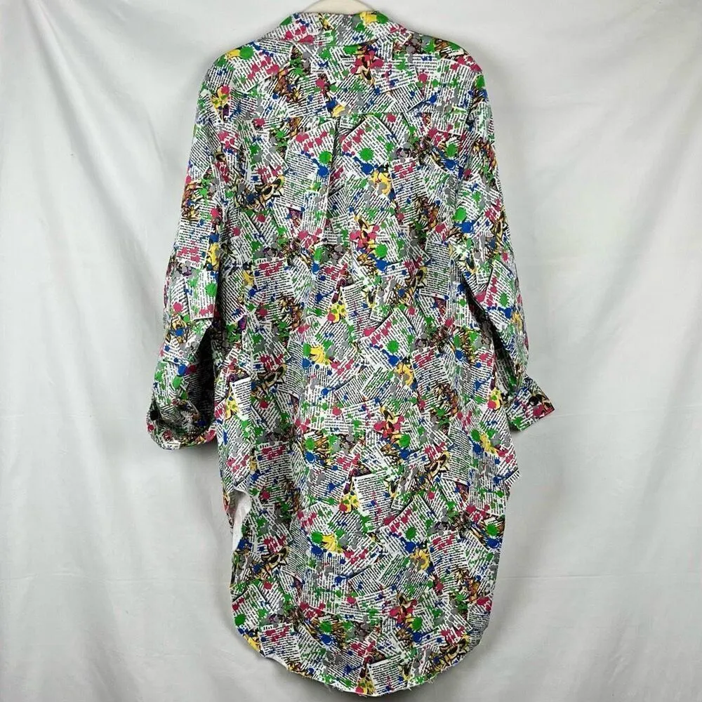 Thrill Jeans Graffiti Splatter Paint Letter Button Down Fringe Bottom Top 2X Black Size XXL - Image 3