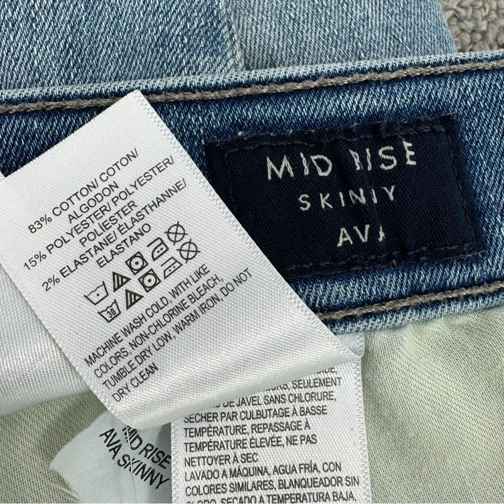 Lucky Brand Ava Mid Rise Skinny Jeans Blue Size 4 27 Raw Hem‎ Ankle Cropped - Image 12