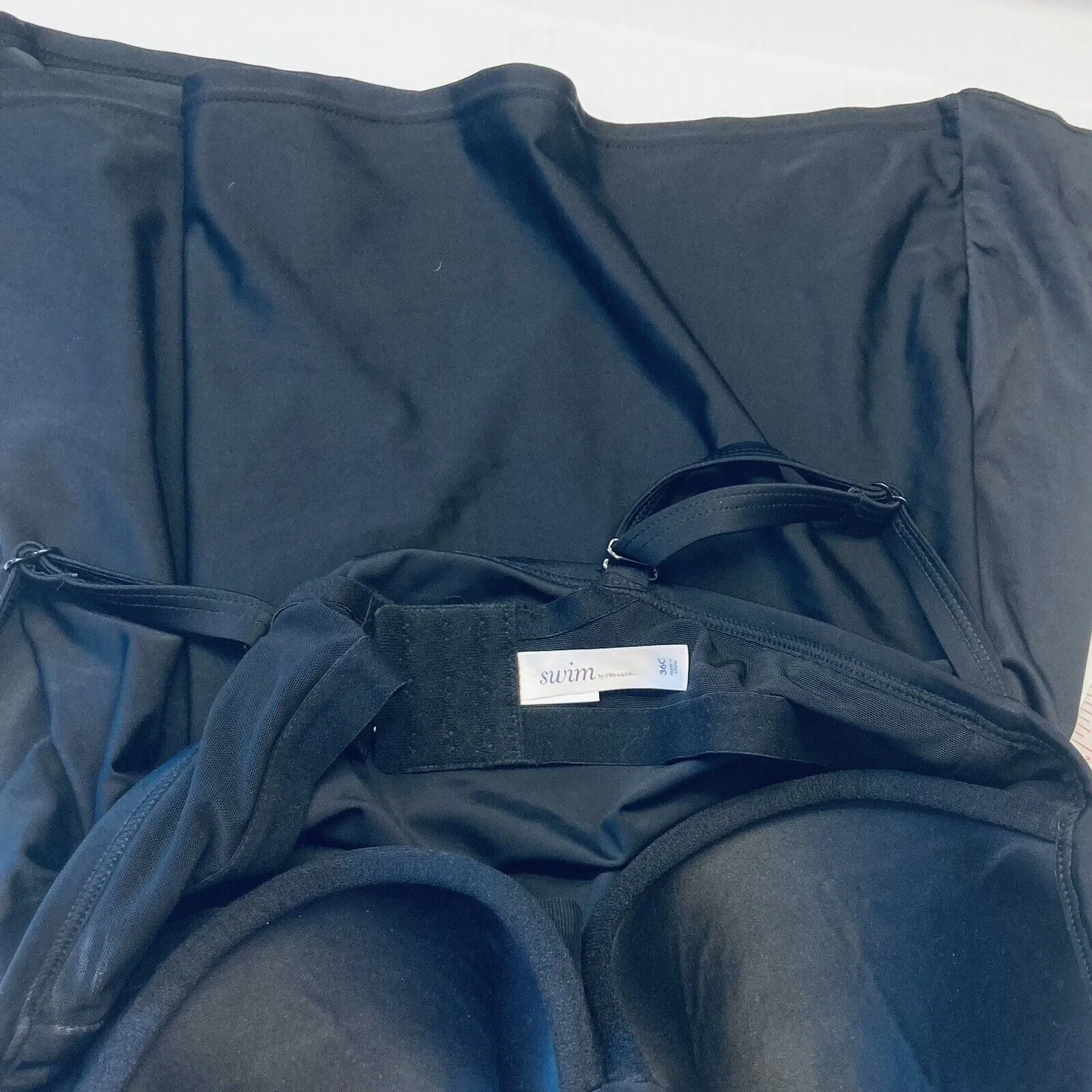 Cacique Swim Draped Tankini Top Balconette Bra Size 36C Black - Image 4