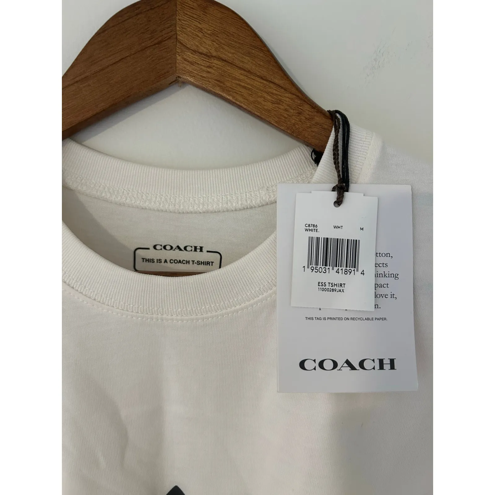 NWT Coach Signature T-Shirt In Organic Cotton White Black Spellout Top - Image 4