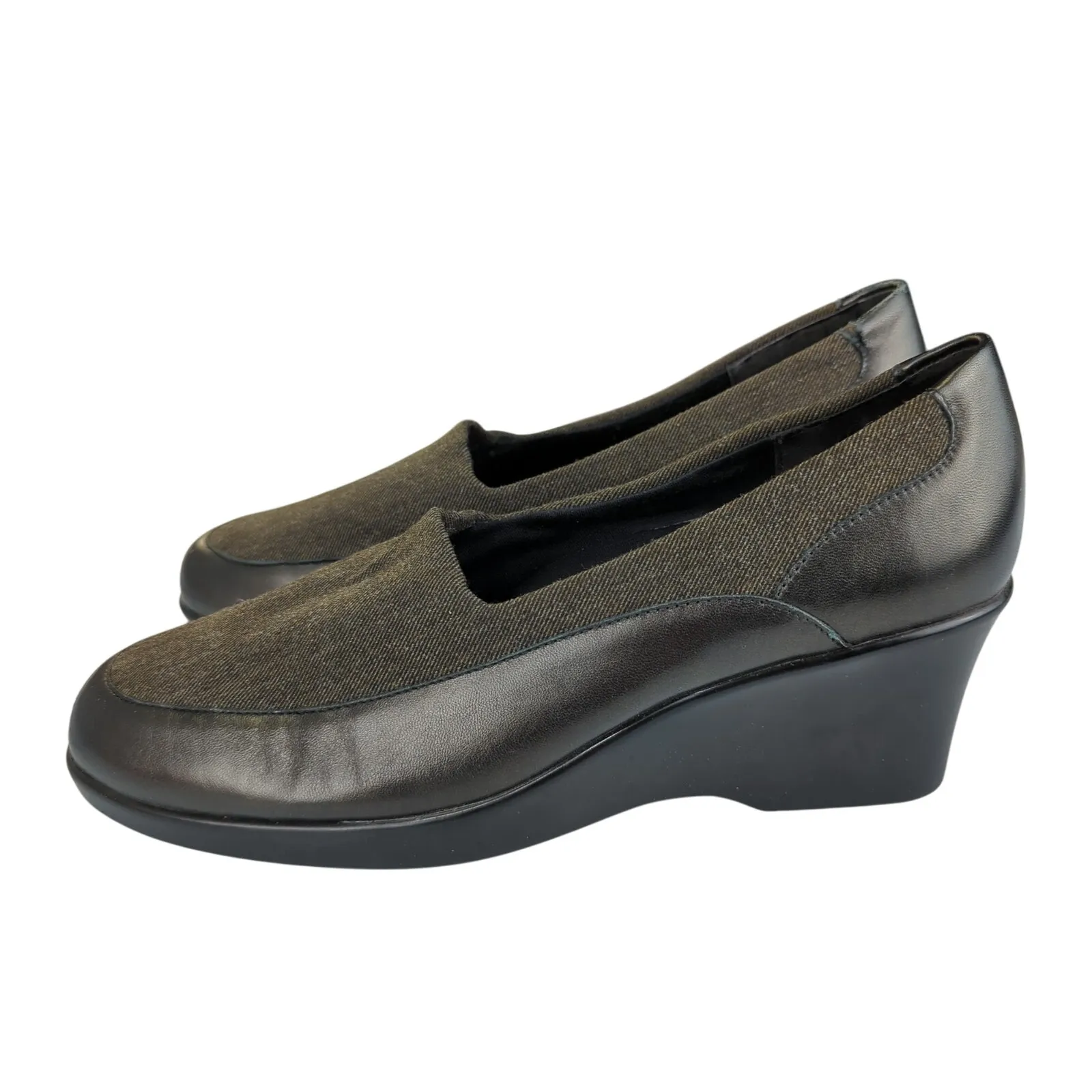 Vintage Munro American Walking Wedge Heel Loafers Women's Size 9 Brown Black‎ - Image 2