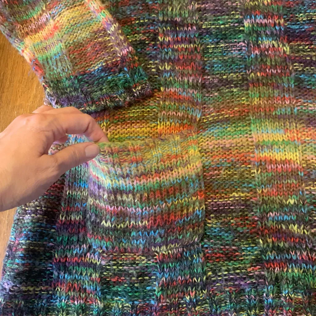 Bobbie Brooks Sweater Plus Size 2X Rainbow Multicolor Stripe Knit Pockets Casual - Image 3