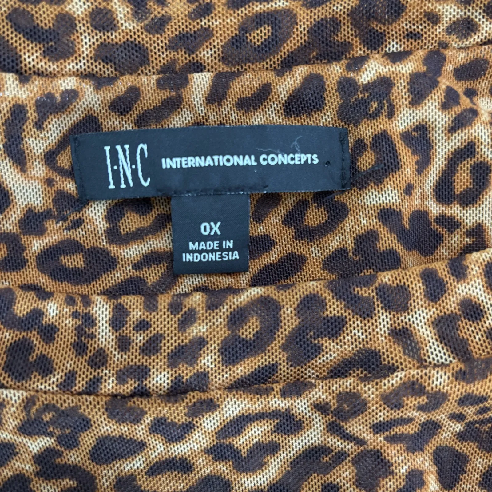 INC International Concepts Top Women 0X Brown Leopard Print Mesh Long Sleeve Y2K - Image 8