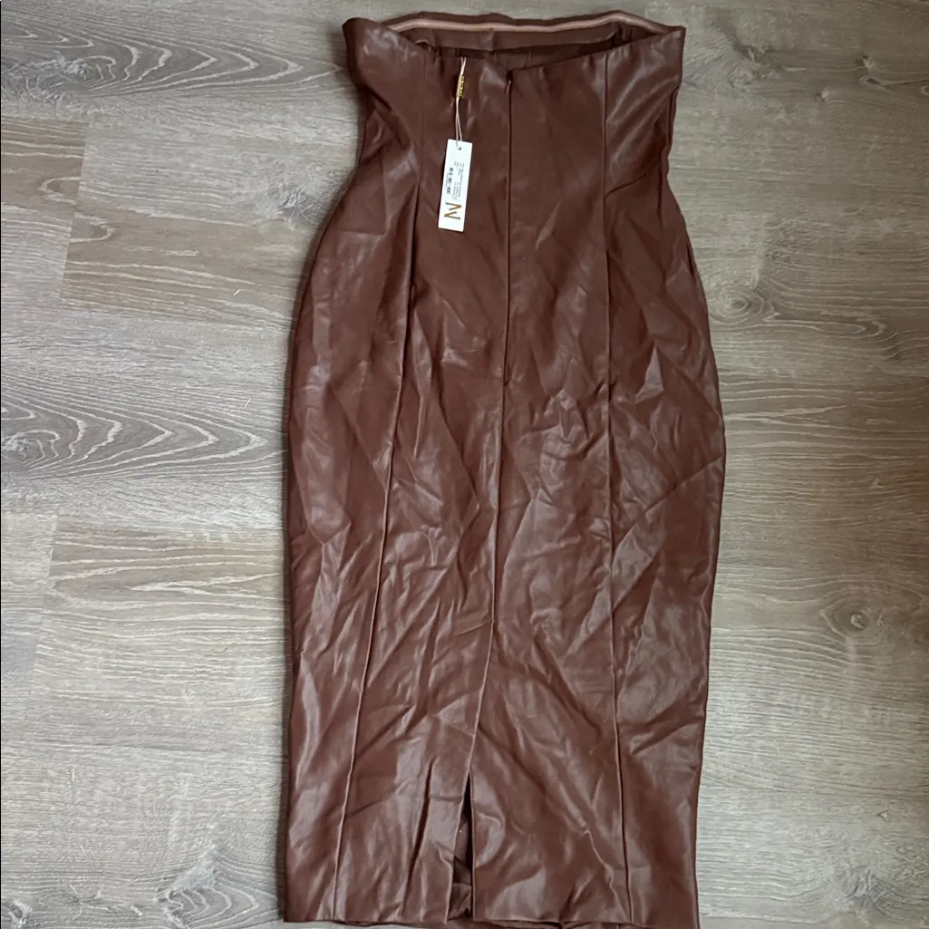 NEW MESHKI PAmela Strapless Faux Leather Dress Large Brown - $89 (10% Off  Retail) New With Tags - From Keahida