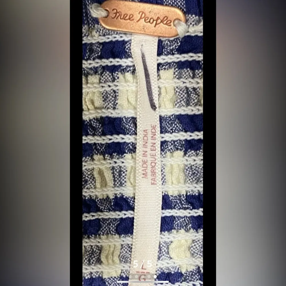 Free people Leilani Tube Top NWT in blue Gingham Size: L - Image 5