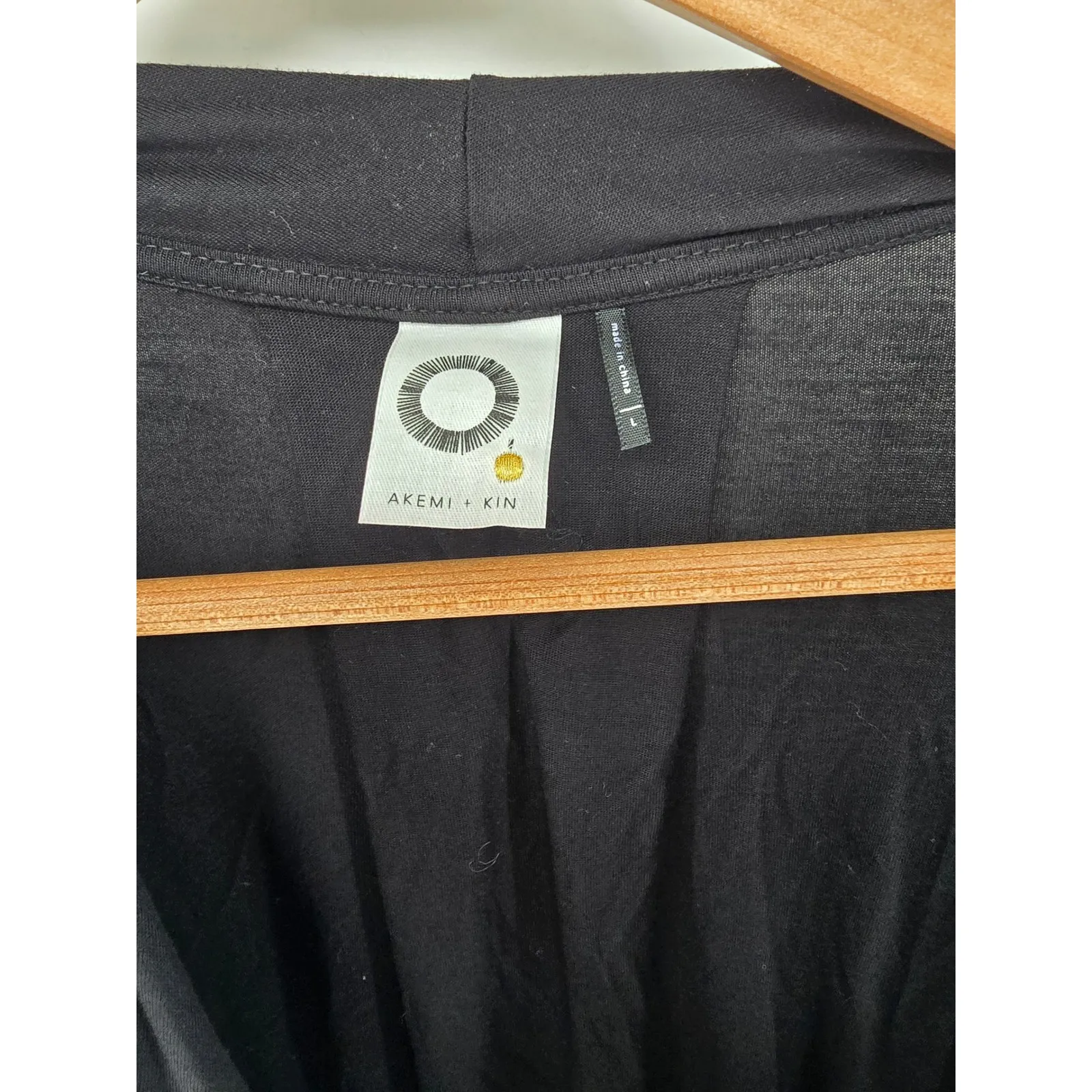 Akemi + Kin Black Ruched Twist Front Long Sleeve Drape Neck Top Women's Large - Image 2