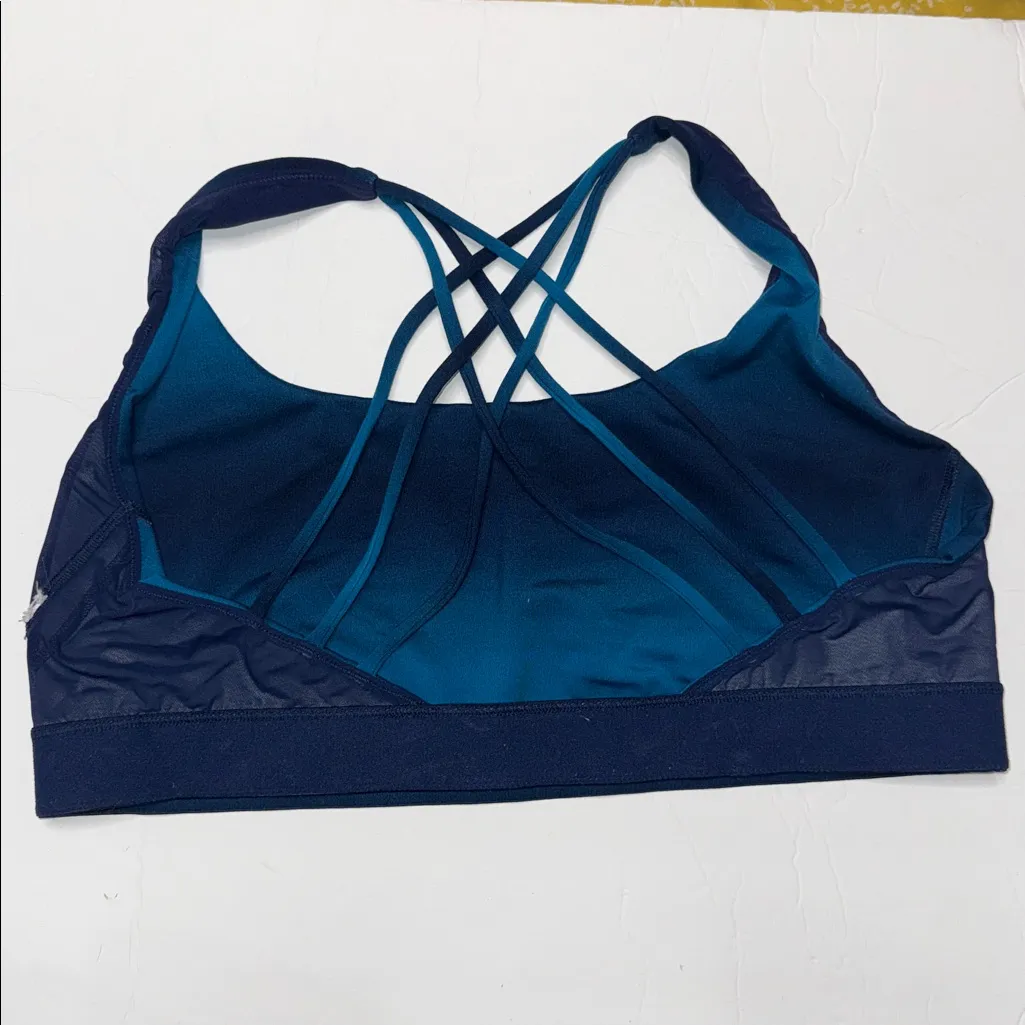 Victoria’s Secret Women's Blue Sports Bra XL pullover strappy ombré unlined - Image 6