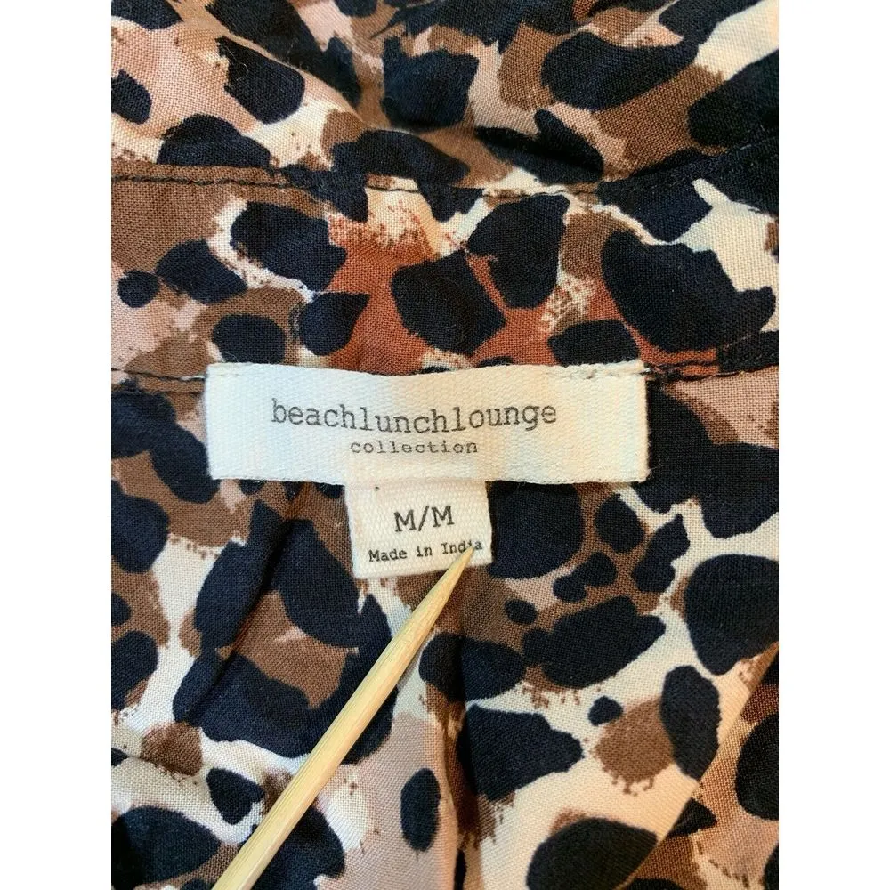 Beach Lunch Lounge Leopard Print Blouse Womens Medium Animal‎ Cheetah Mob Wife - Image 4