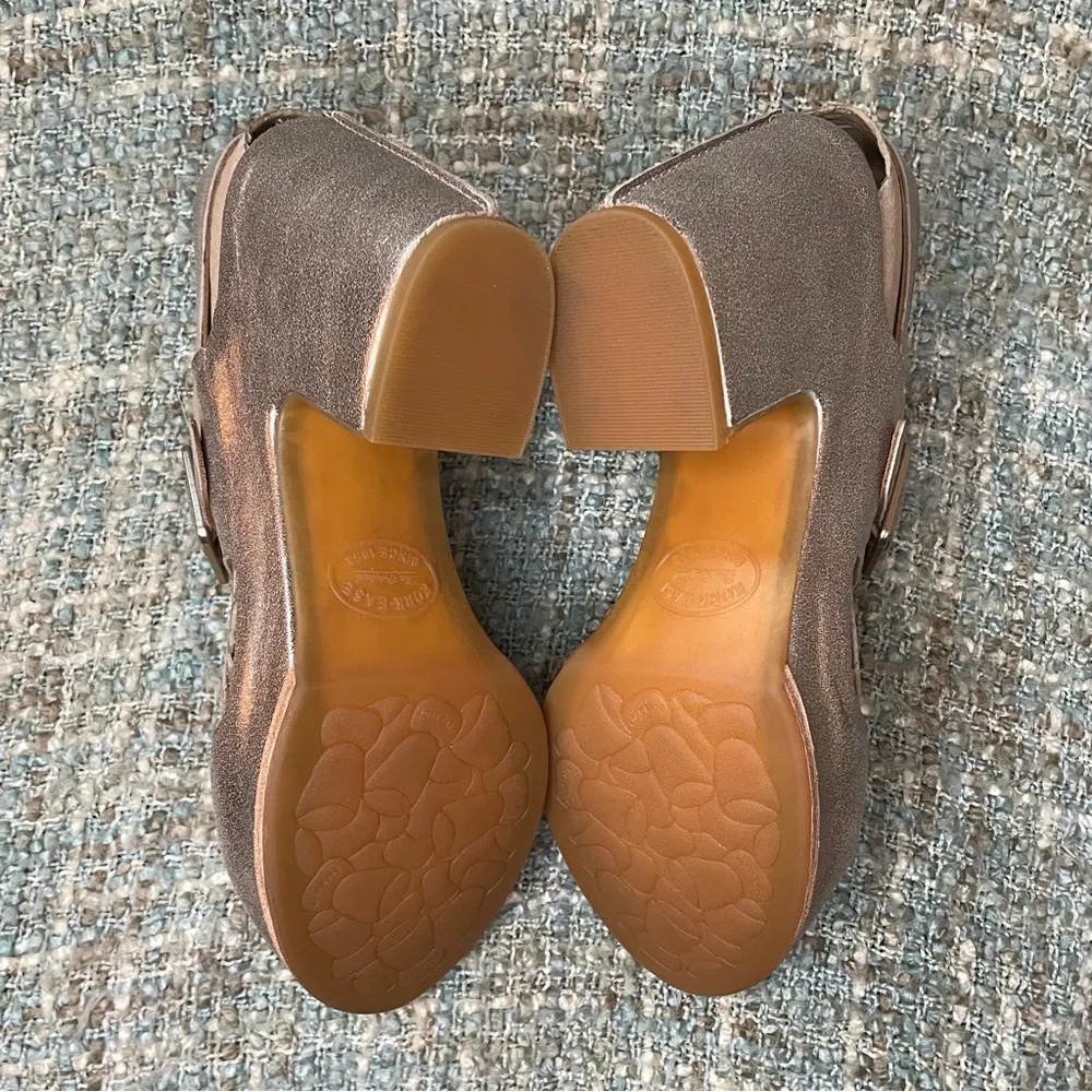 KORK-EASE San Carlos Heeled Leather Sandal in Soft Gold Metallic - Image 6