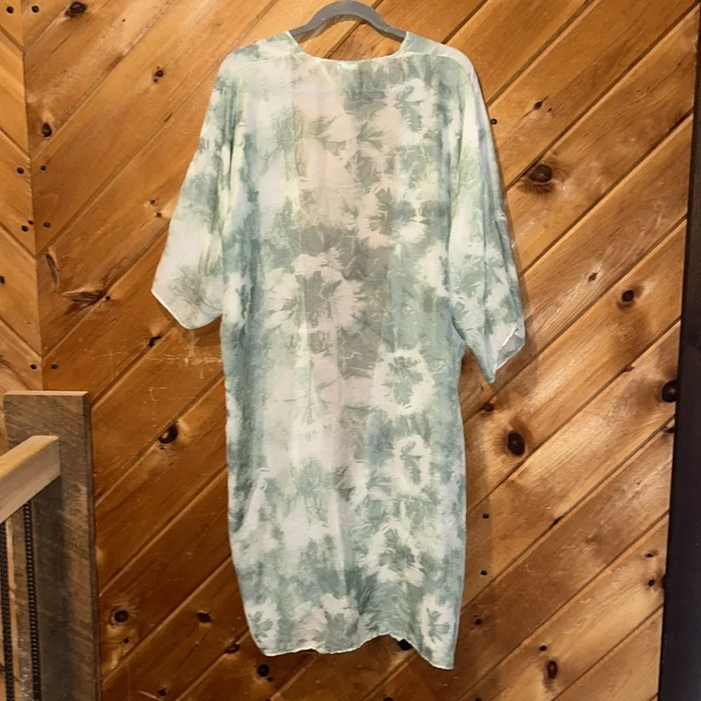Sonoma Radial tie dye kimono green white coverup - Image 5