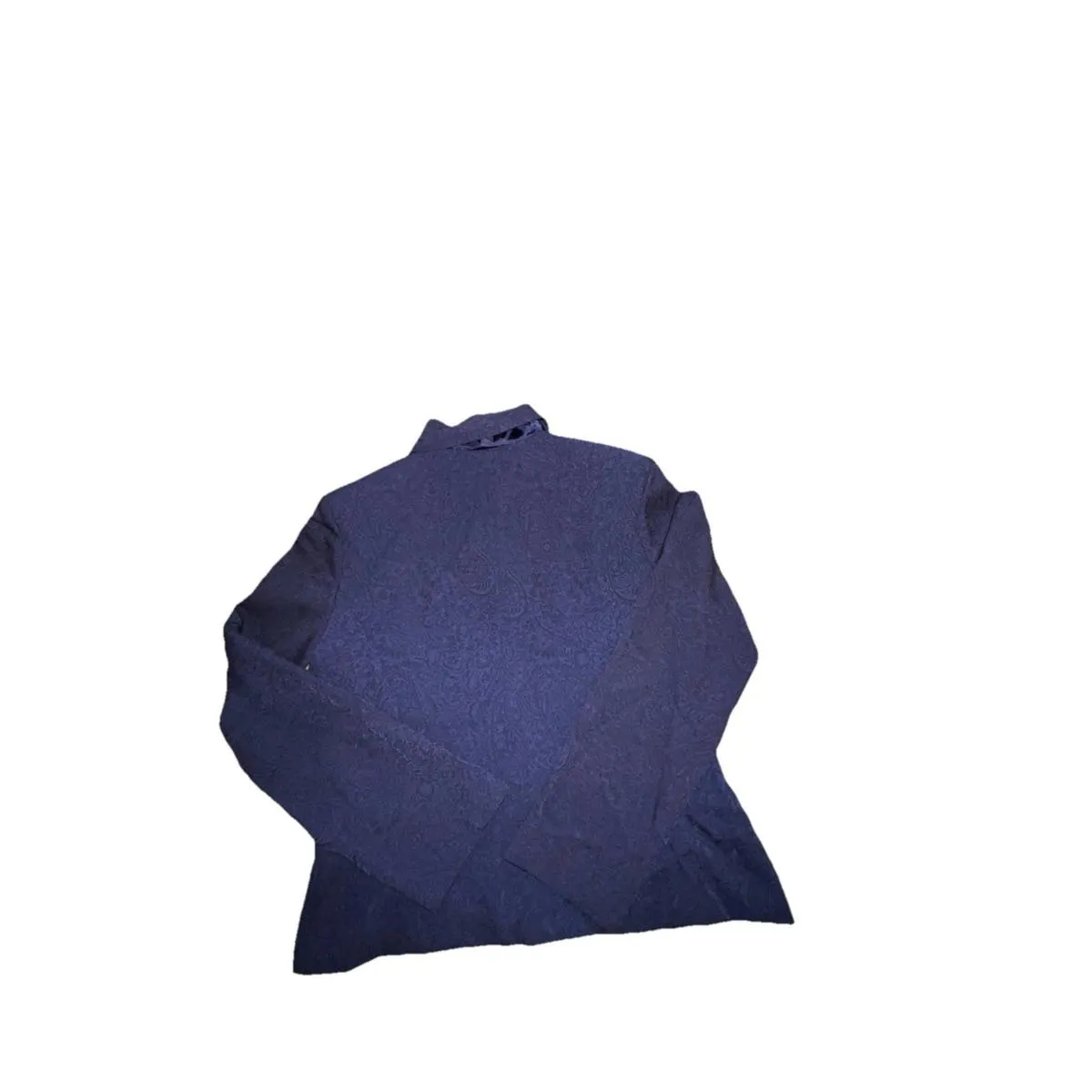 Danny & Nicole Navy Blue Paisley Beaded Collar Blazer 10 Secretary Corpcore - Image 12