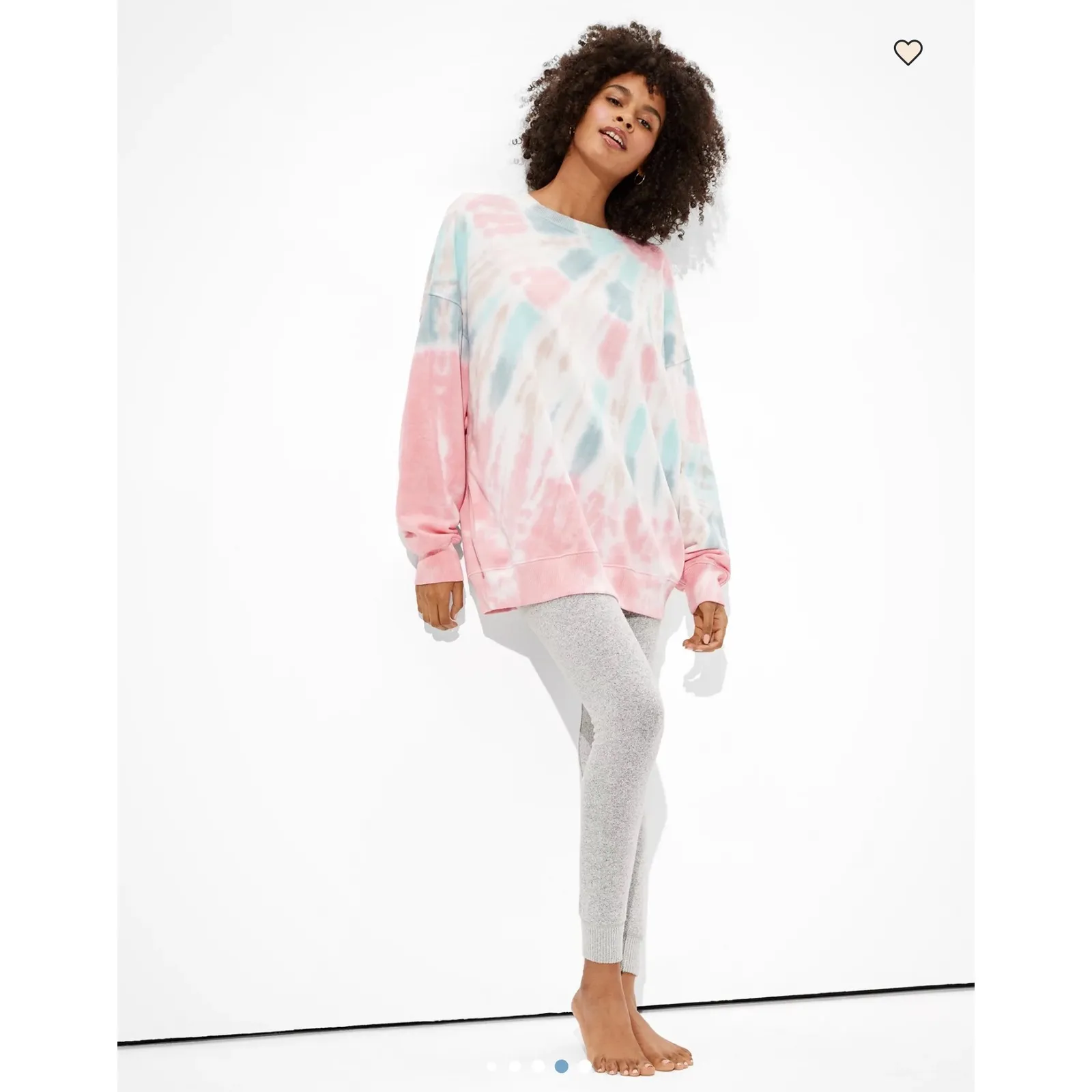 American Eagle Tie Dye Oversized Fleece Crew Neck Sweatshirt - Image 2