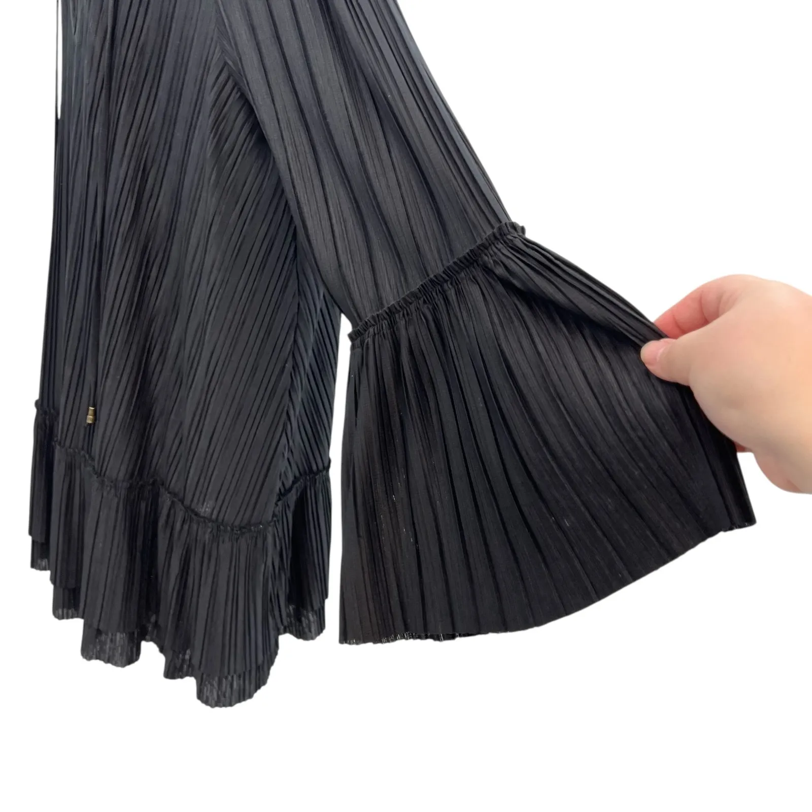 Free People Can't Help It Plisse Pleated Long Sleeve Mini Dress Black Size Large - Image 9