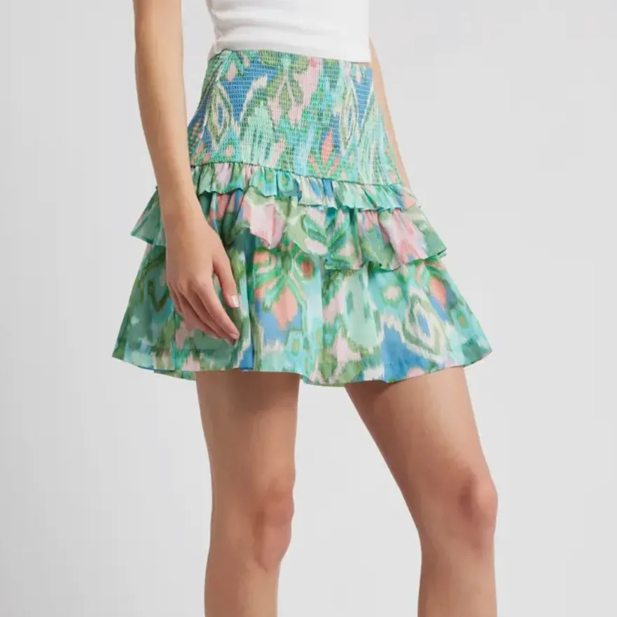 Love the Label Large Vera Ikat Bermuda Mini Skirt Boho Tribal Ruffle Colorful Pink - Image 7