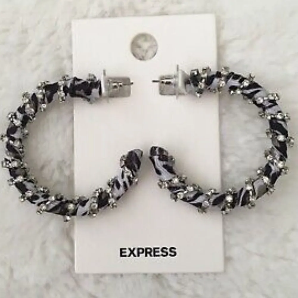 ✨HP✨Rhinestone Fabric Wrapped Hoop Earrings✨ - Image 2