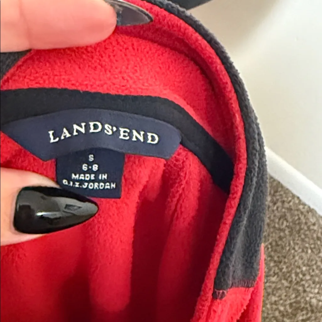 Lands’ End Red/Black Thermacheck Ultra Soft Zip up Fleece size small 6 - Image 5