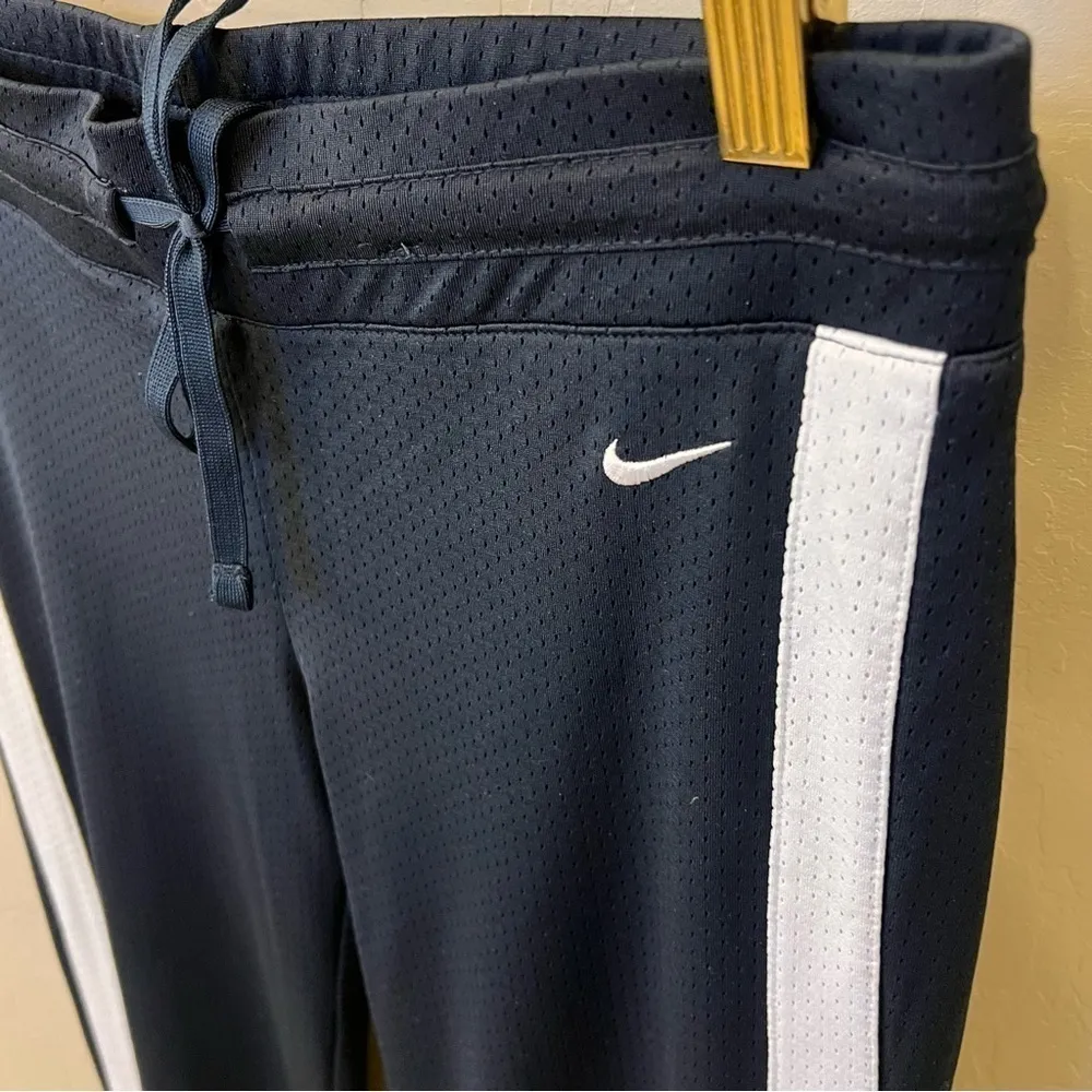 Nike straight leg pants, split hem w snaps, perforated, fully lined, navy blue S - Image 5