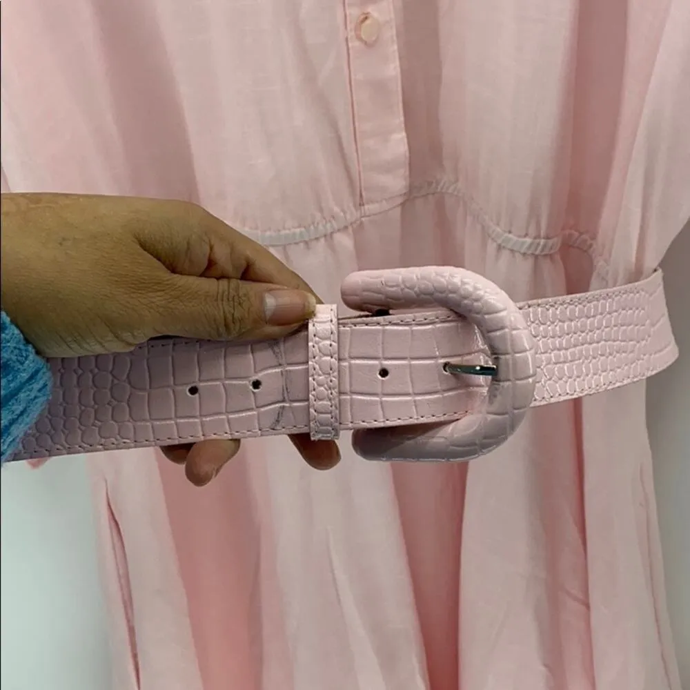 Vintage The American Shirt Dress pockets pink 50s with belt prim proper sz 20 - Image 4