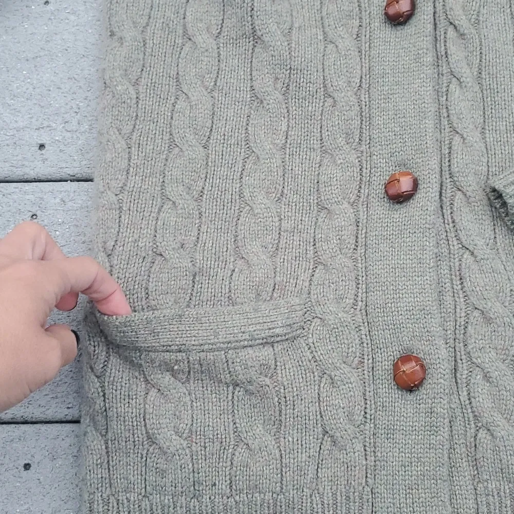 Rugby Ralph Lauren Wool and Cashmere Blend Cowl Neck Cardigan Sweater Green Size XS - Image 10