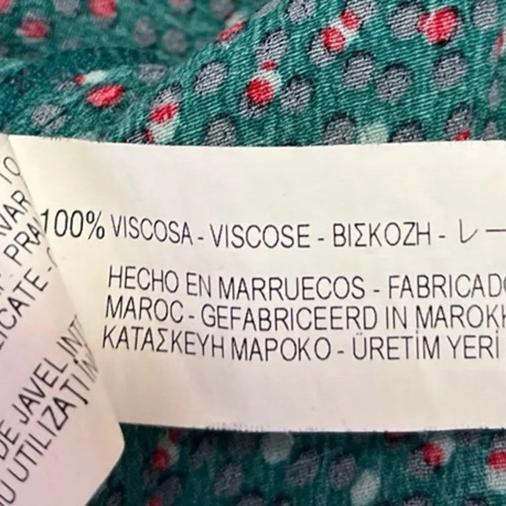 Zara Green Polka Dot Long Sleeve Collar Zipper Mini Tunic Shirt Shift Dress Sz M - Image 5