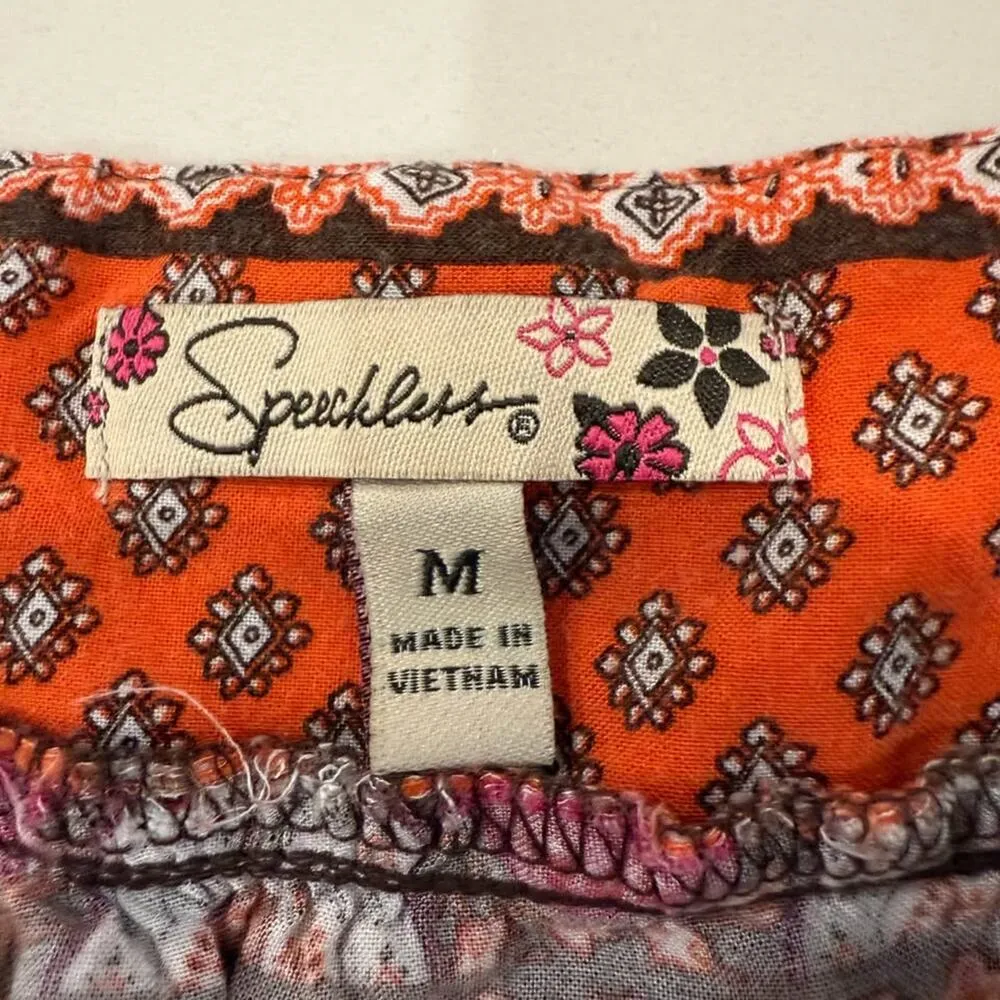 Vintage Speechless Bohemian Floral Mini Skirt Women's Medium Orange Hippie Boho - Image 3