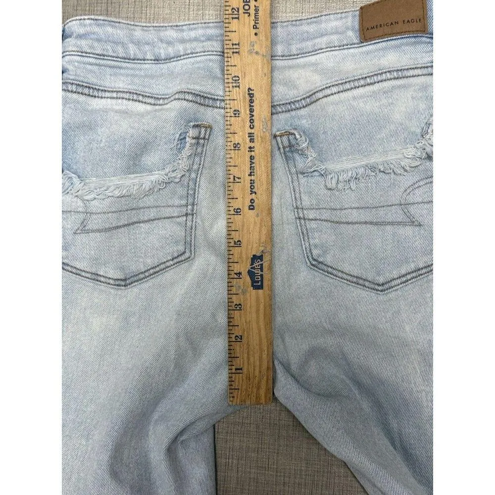 American Eagle Womens 00 Mom Jeans Distressed Raw Hem Stretch Denim - Image 8