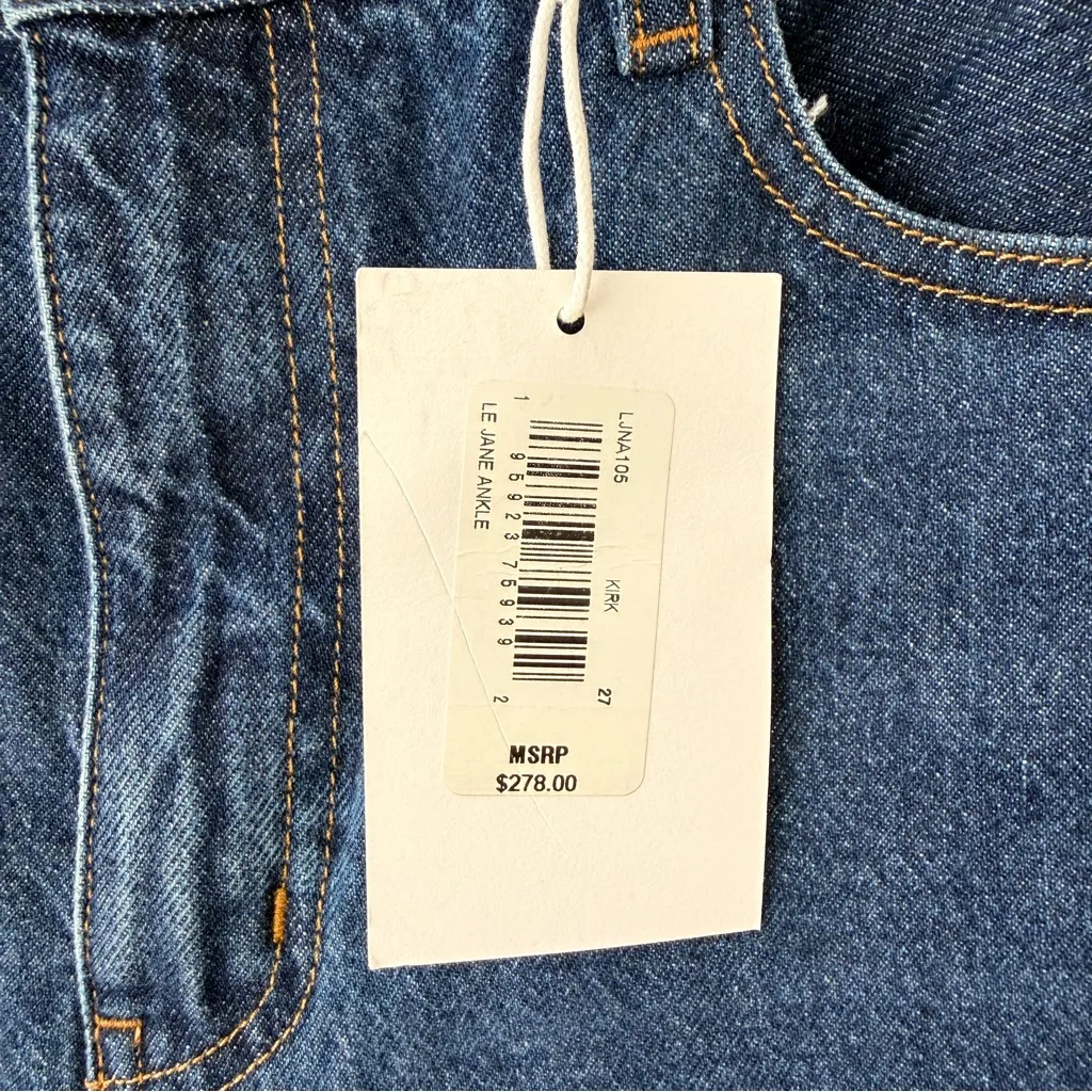 Frame NEW with Tags Le Jane Ankle High Waist Ankle Straight Leg Dark Blue Jeans - Image 6