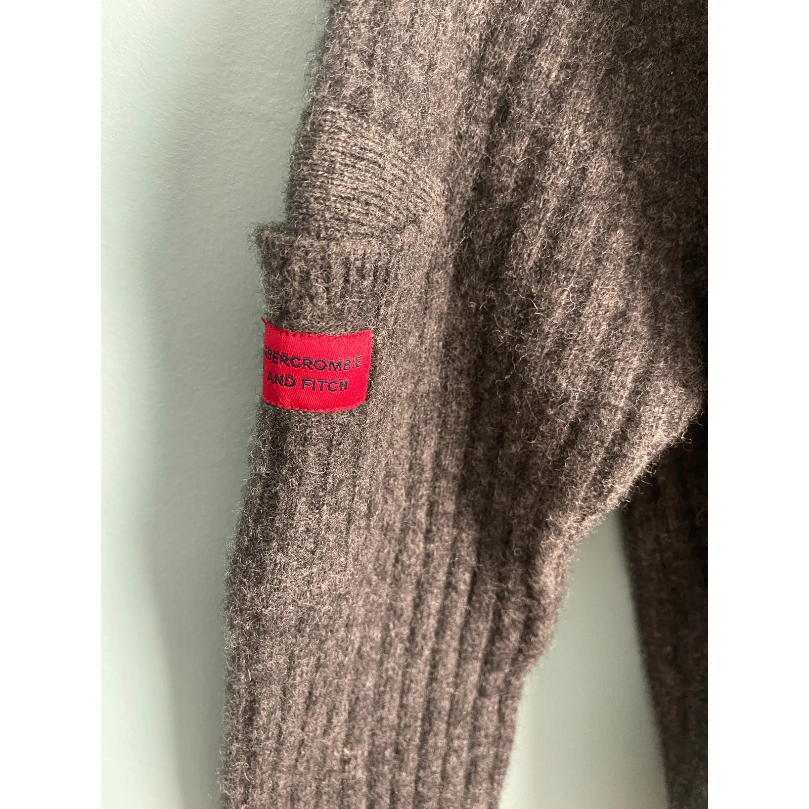 Abercrombie & Fitch Vintage Lambswool V-Neck Gray Sweater Y2K - Image 5