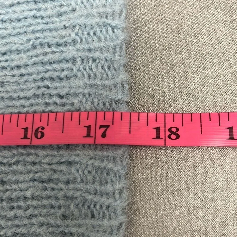 Tibi Blue Cropped Crewneck Sweater Alpaca Wool Blend Long Sleeve Soft XS Preppy - Image 8