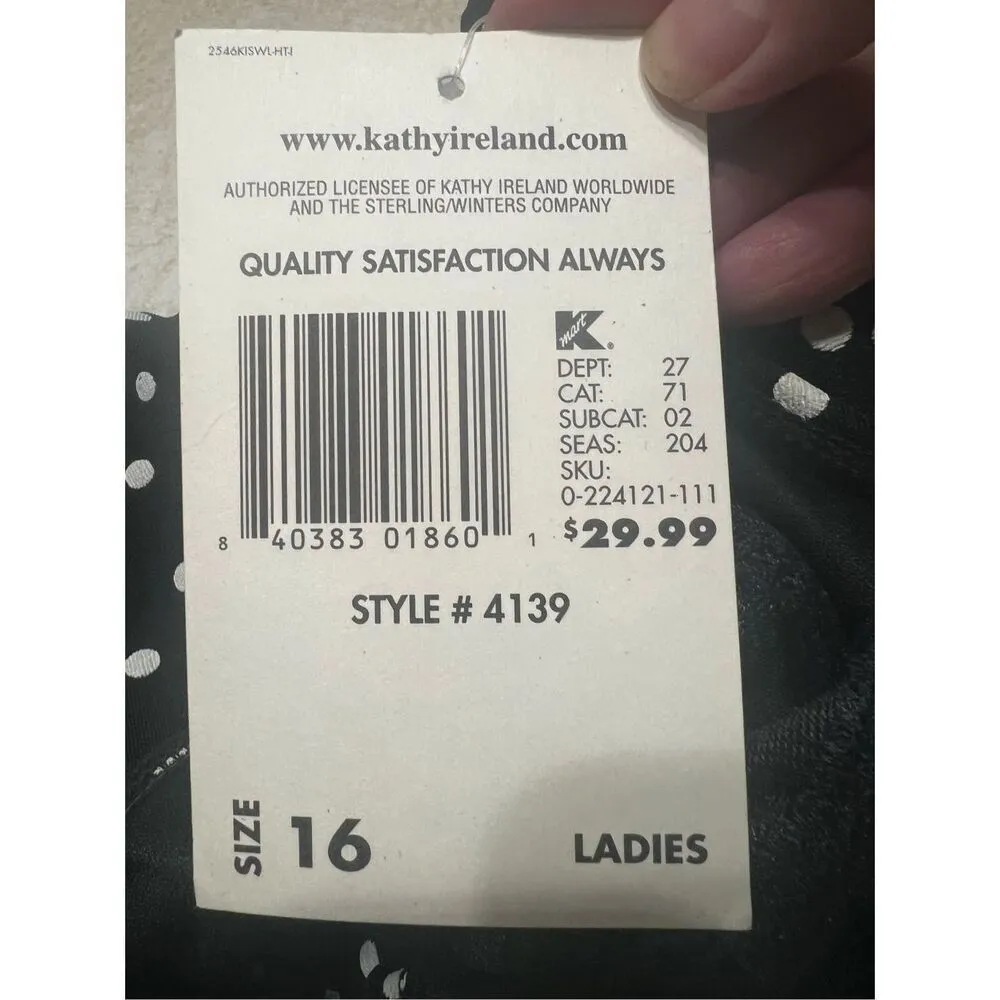 Kathy Ireland One Piece Swimsuit Sz 16 Black/White NWT - Image 5