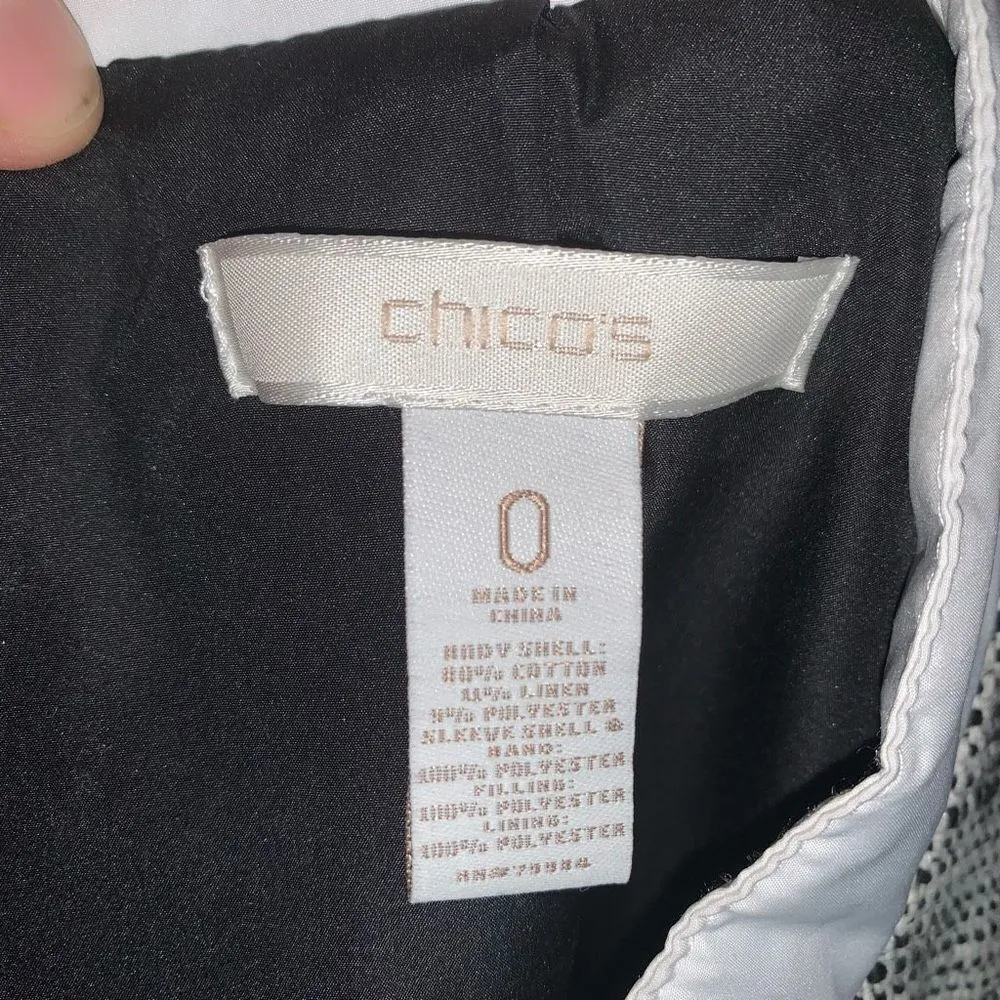 Chicos 0/M mixed media puffer sleeve mandarin color jacket - Image 3