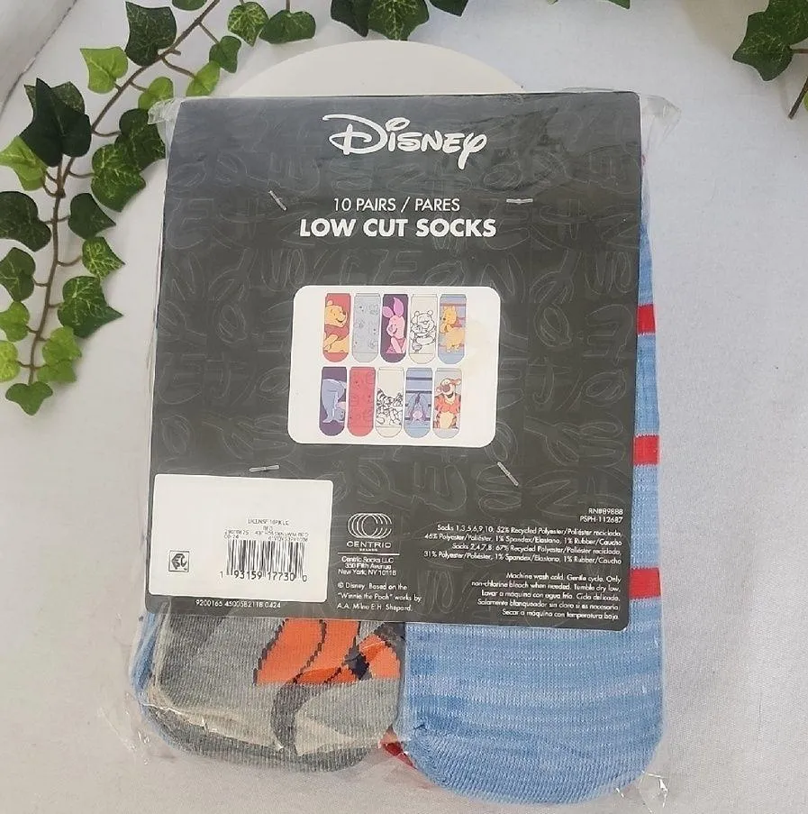 Disney 10 Pack Low Cut Socks with Winnie the Pooh Tigger Piglet Eeyore NEW - Image 2