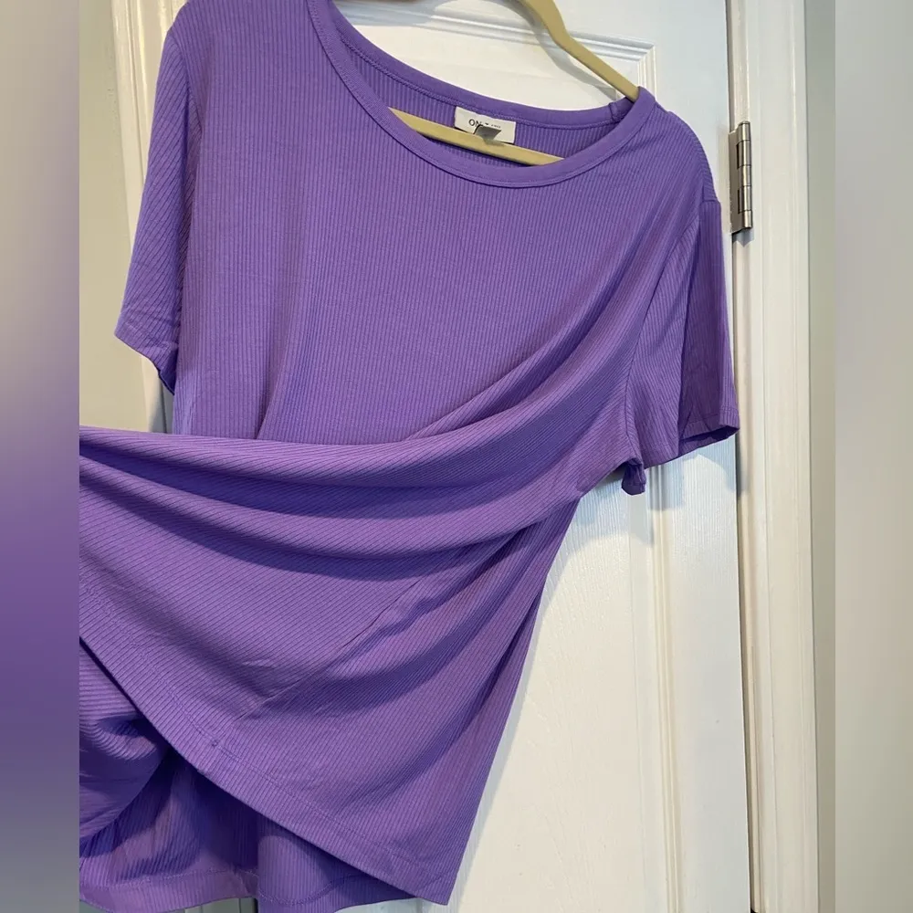 NWT On 34th Size 2X Purple Lilac Ribbed Stretch Crew Neck Short Sleeve Tee Shirt - Image 8