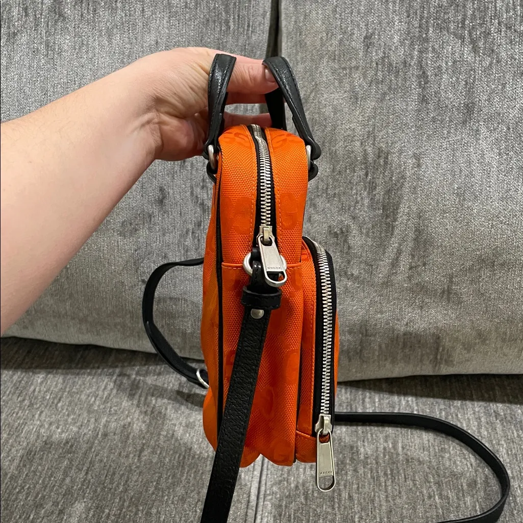 GUCCI GG Nylon Monogram Off The Grid Shoulder Crossbody Bag Orange - Image 5