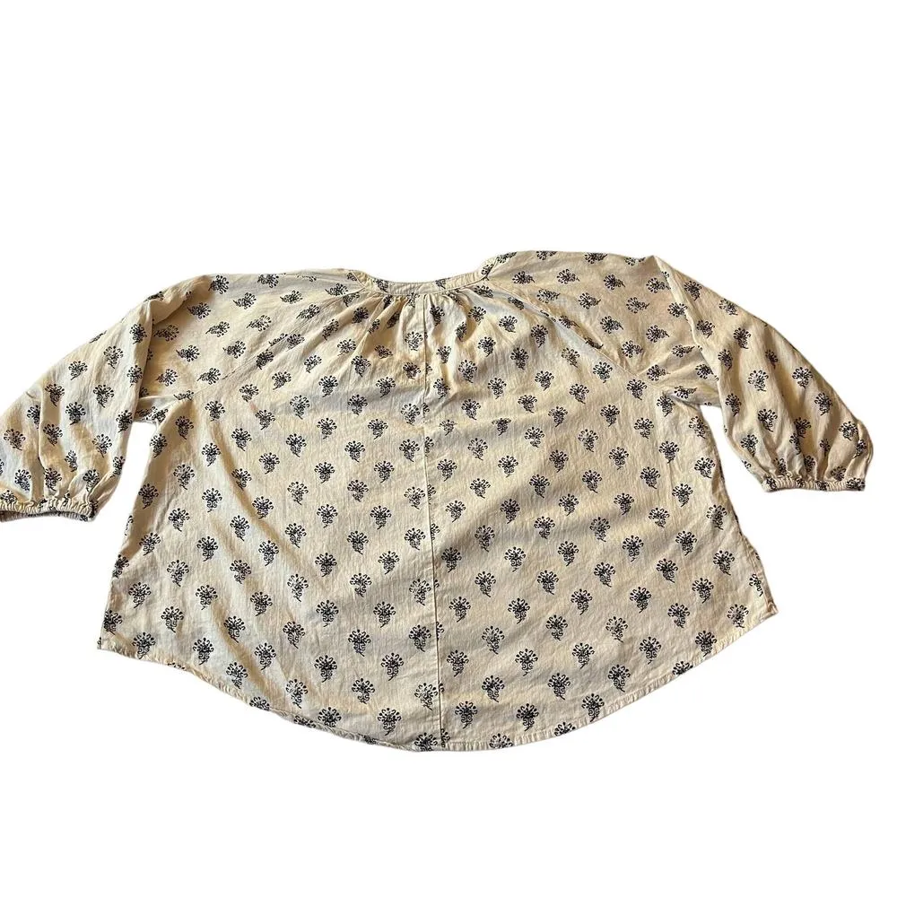 a new day Women's Linen Blend Relaxed Fit Balloon Sleeve Tie-Front Top Size XS - Image 5