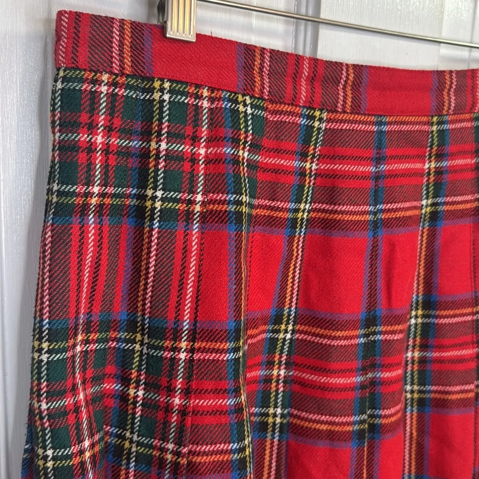 Shillito Rikes Made in Italy Red Plaid Tartan Wool Skirt W1318 Sz 16 Vintage - Image 2