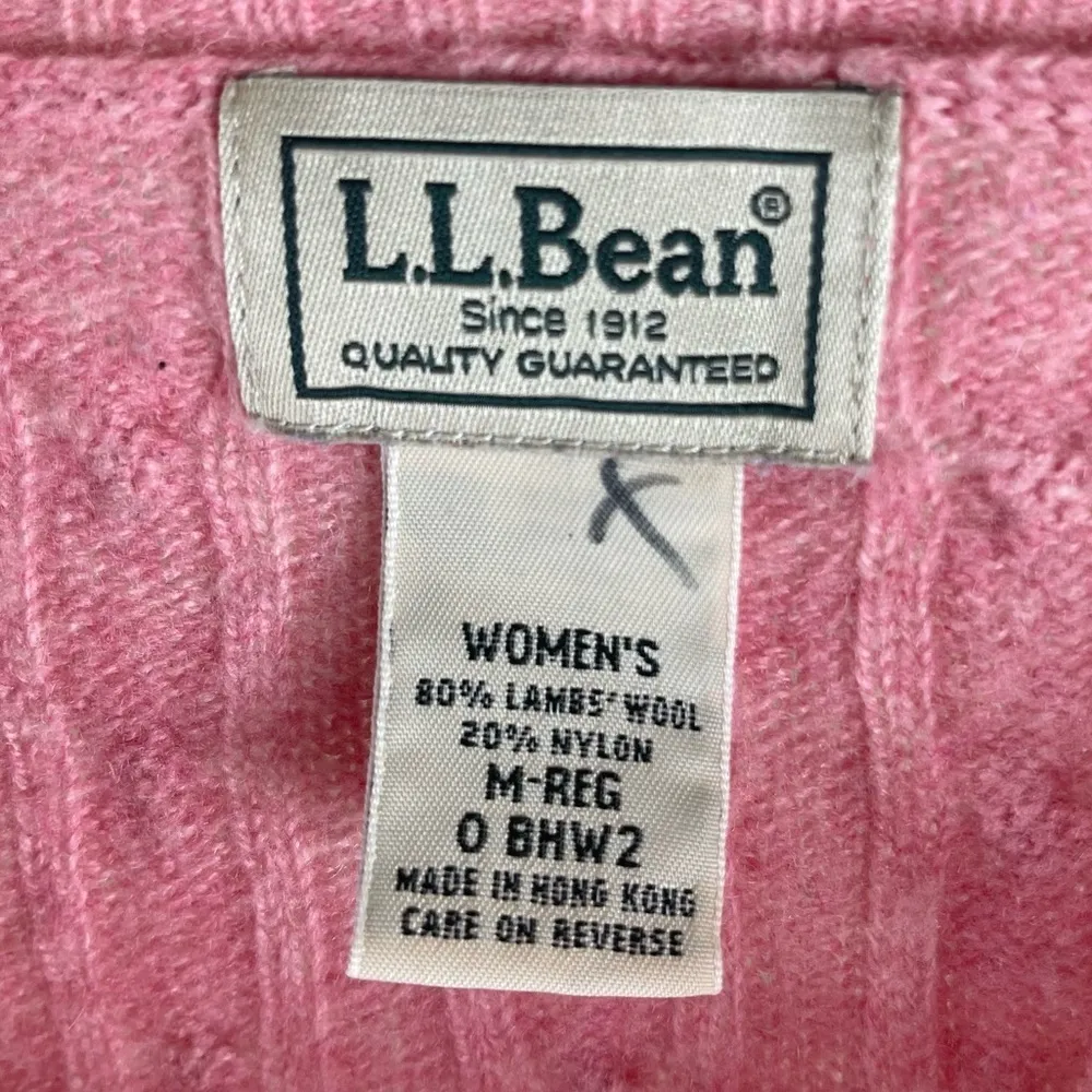 LL Bean Womens Medium Vintage Lambs Wool Cable Knit Crewneck Sweater Hong Kong - Image 3