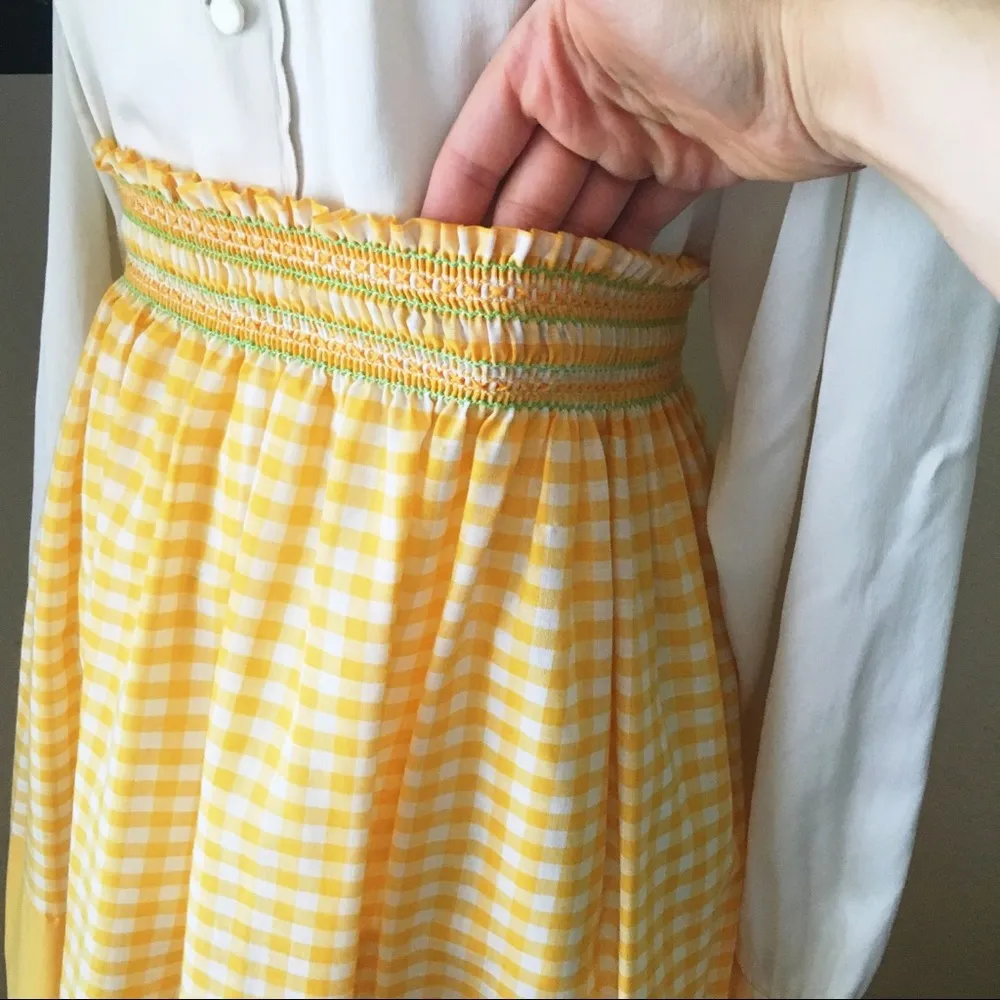 Vintage Pastel Orange Gingham Prairie Skirt Handmade Large XL Size undefined - Image 4