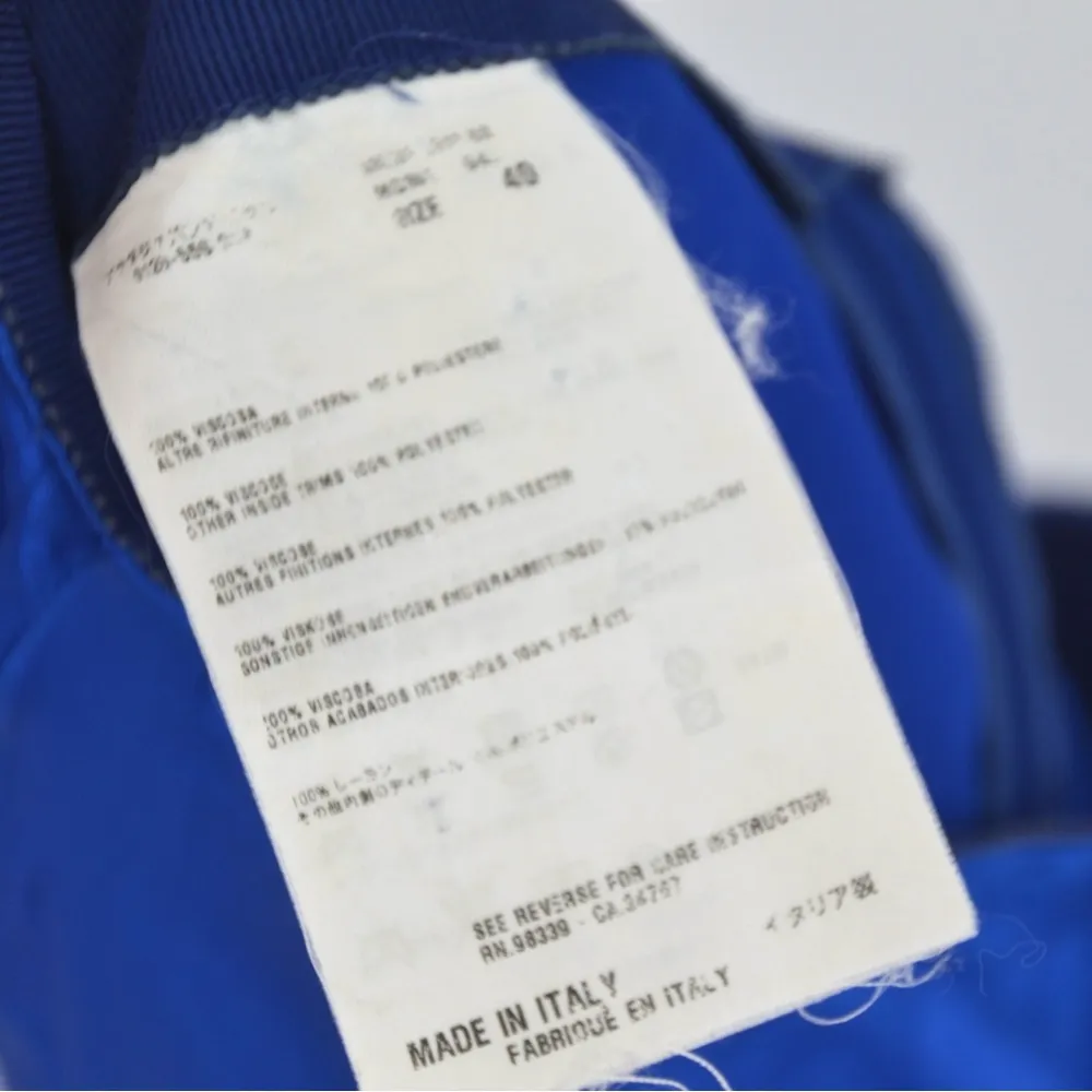 MIU MIU Satin Pleated A-Linen Midi Skirt in Royal Blue Women's 40 US 4 - Image 8