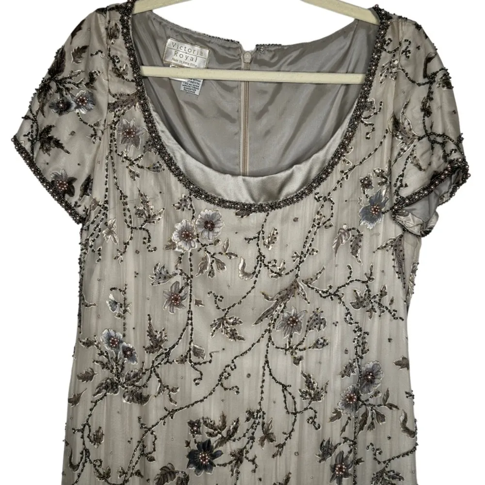 Vintage Victoria Royal Silk‎ Beaded Gown - Image 2