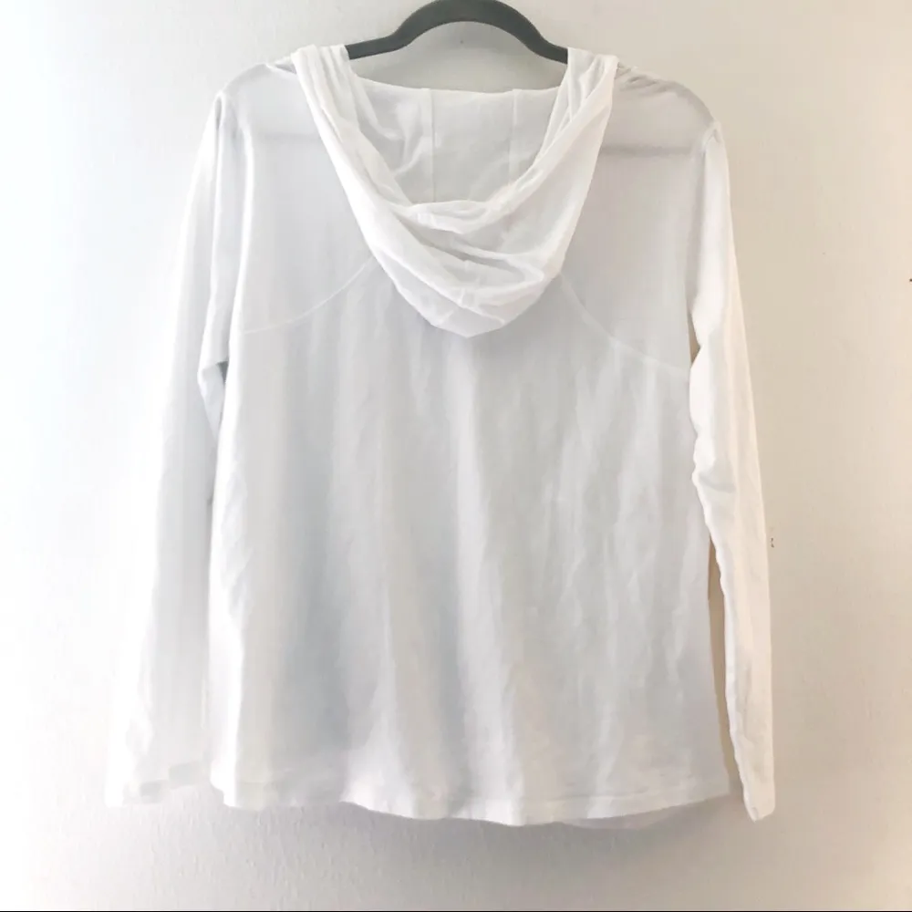 Soft Surroundings Hooded Top Knit Wrap Criss Cross GUC White L? See Measurements - Image 8